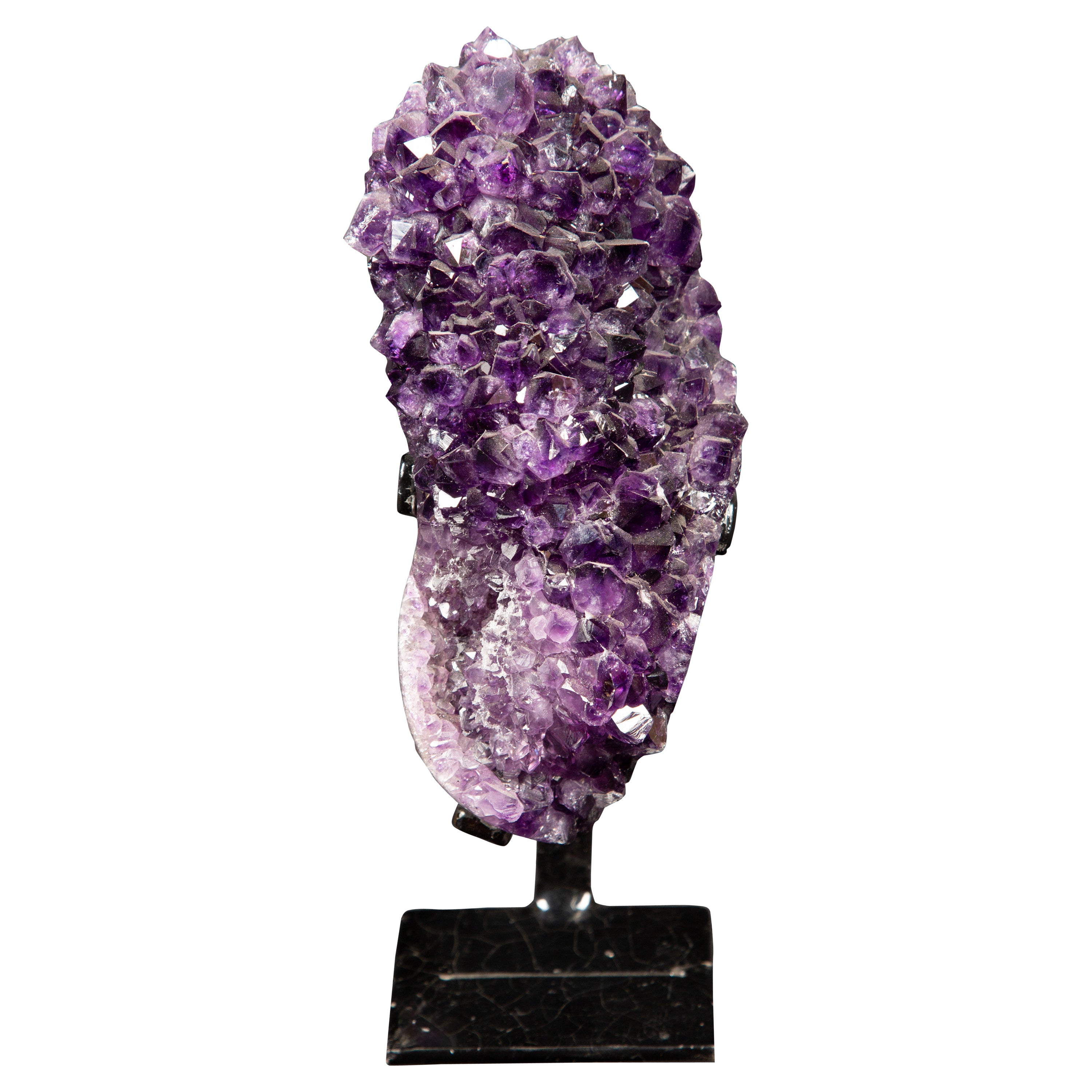 Majestic Amethyst: Crystal Beauty, Metal Base. 10"H For Sale