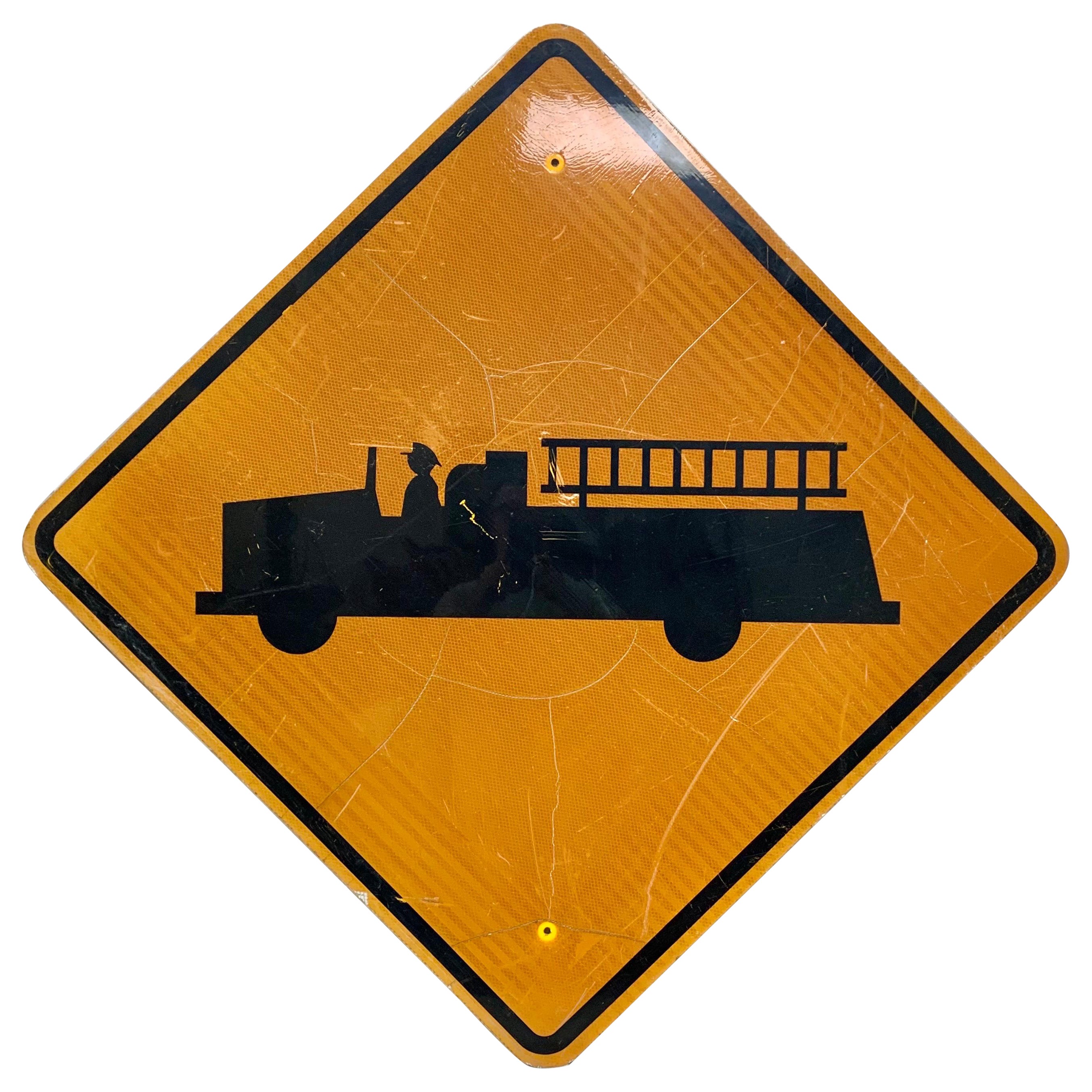 Vintage Reflective Firetruck Road Sign