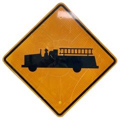 Vintage Reflective Firetruck Road Sign