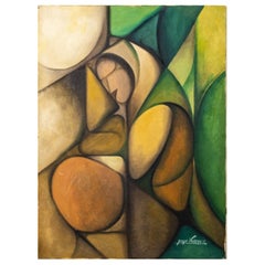 Jorge Vargas Abstract Figural Composition Oil