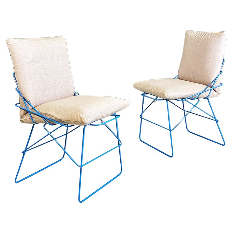 Moderne italienische Sof-Stühle aus Metall und Stoff von Enzo Mari für Driade 1980er Jahre