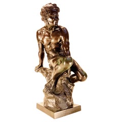 E. Aurelio italienisches Art Deco Männchen aus brauner Bronze um 1930