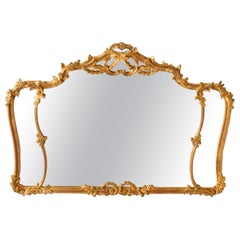 Large Vintage Italian Rococo Style Giltwood Mirror