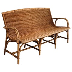Vintage Danish wicker bench from the 1940’s - attributed Robert Wengler.  