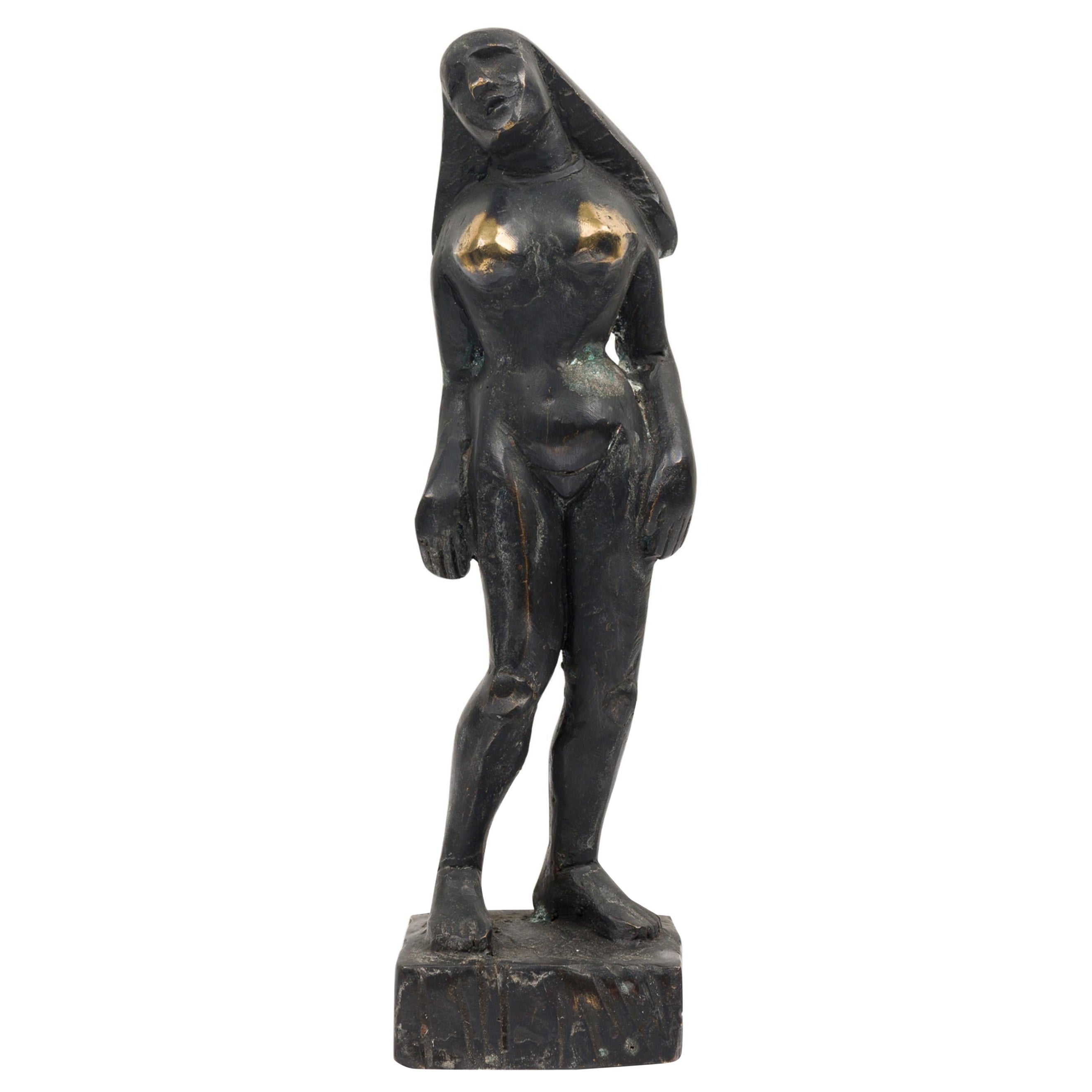 "The Wait" Limited Edition Bronze Brutalist Figural Sculpture by Newel Modern