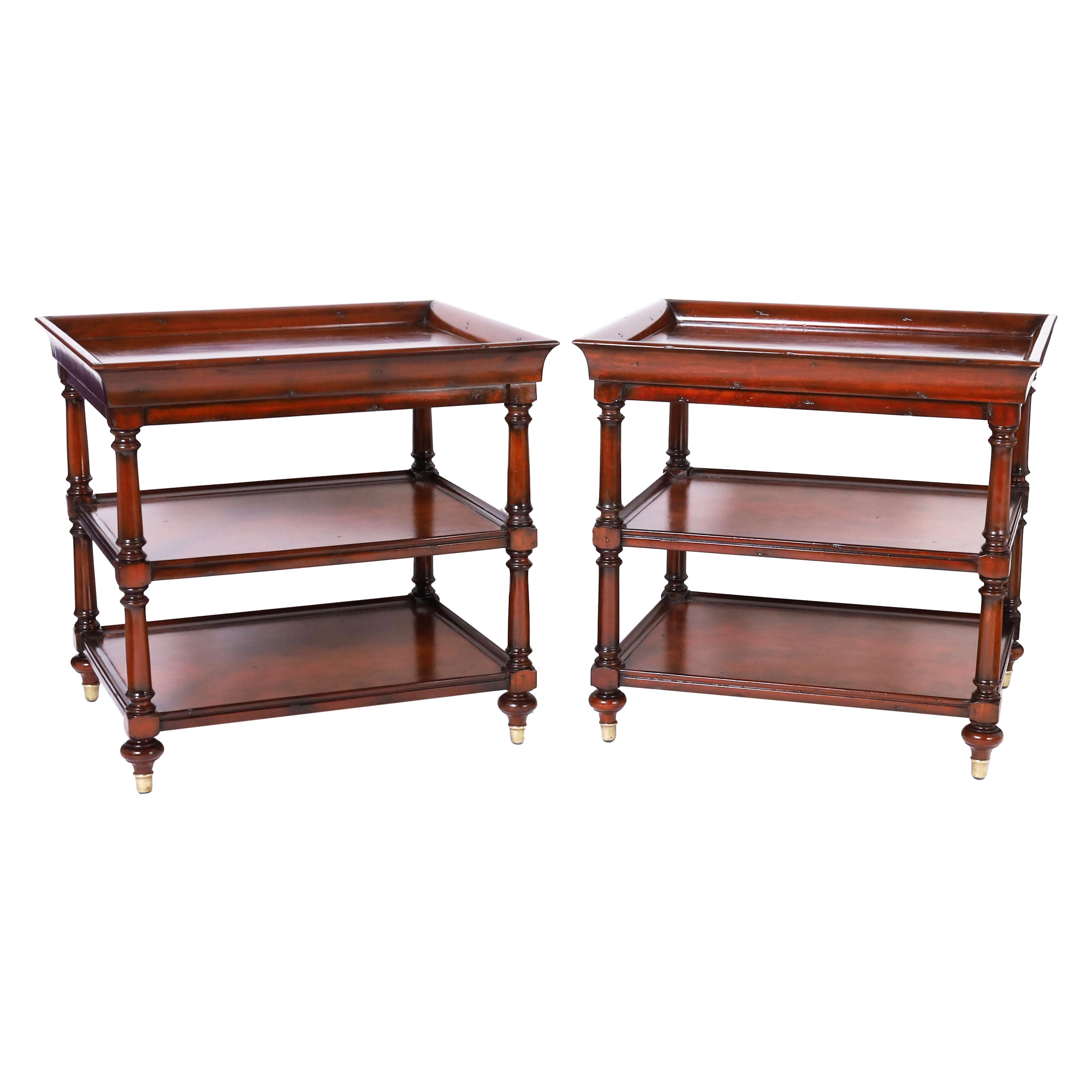 ThreeTiered Antique Cane Shelf Etagere or Set of Shelves in Mahogany