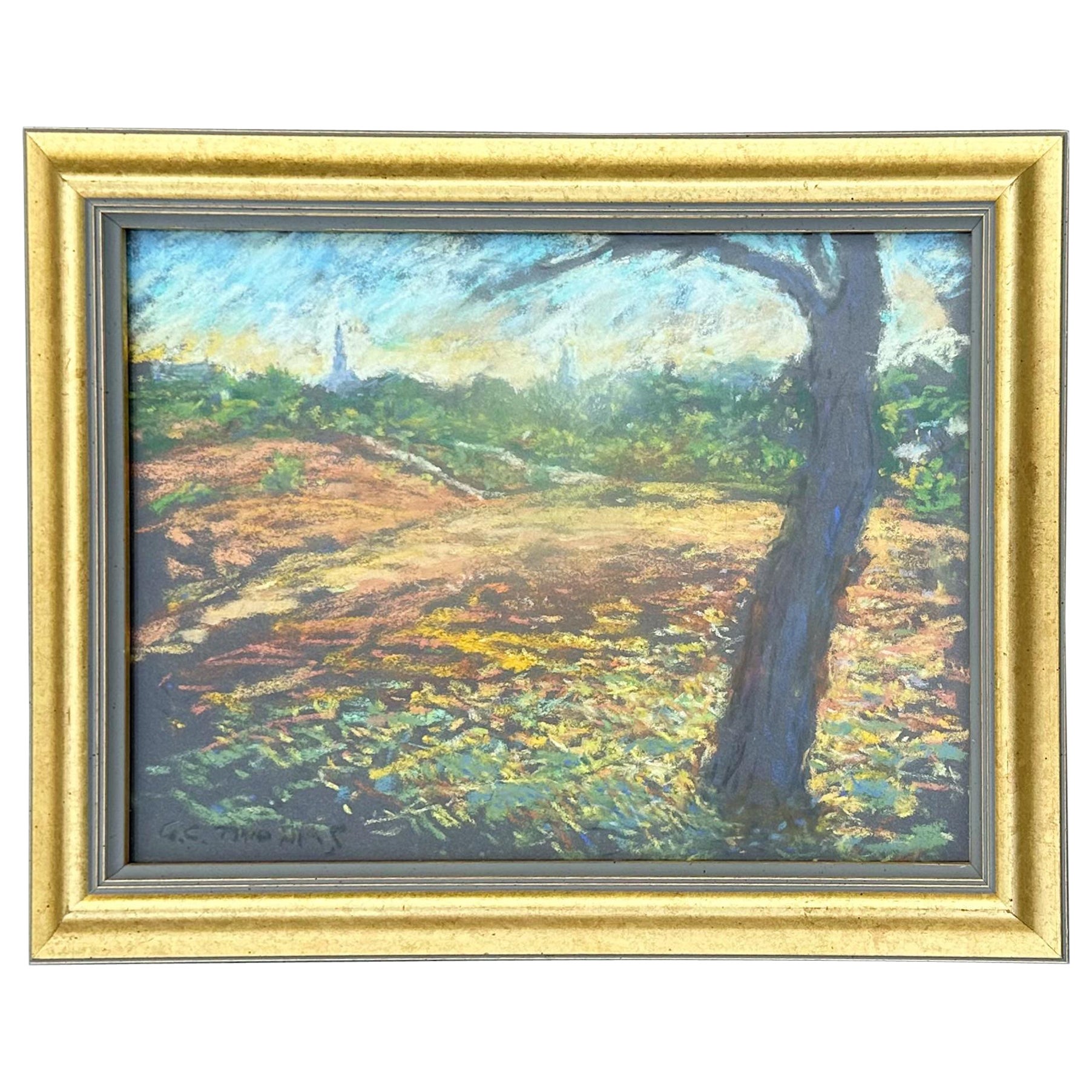 George C Thomas (1934-2020) "Nantucket Town" Landscape Pastel For Sale