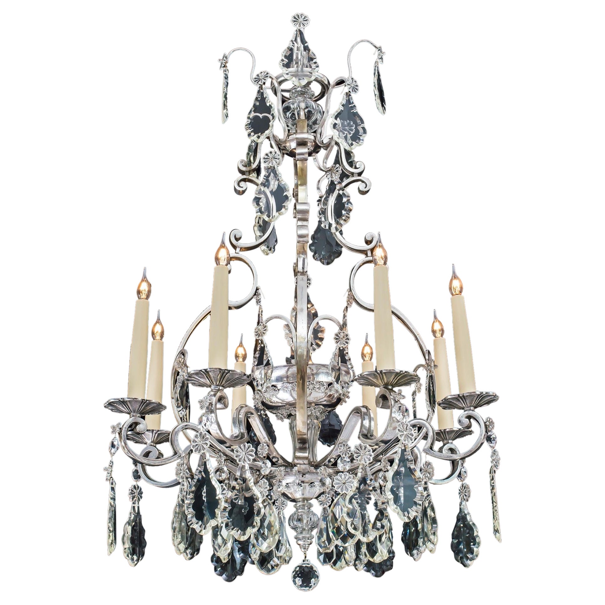 A French Louis XV Style Eight Light Cage Chandelier 
