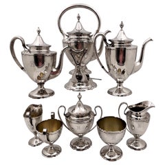 Shreve & Co. Sterling Silver 8-Piece Dolores Tea & Coffee Set in Art Deco Style