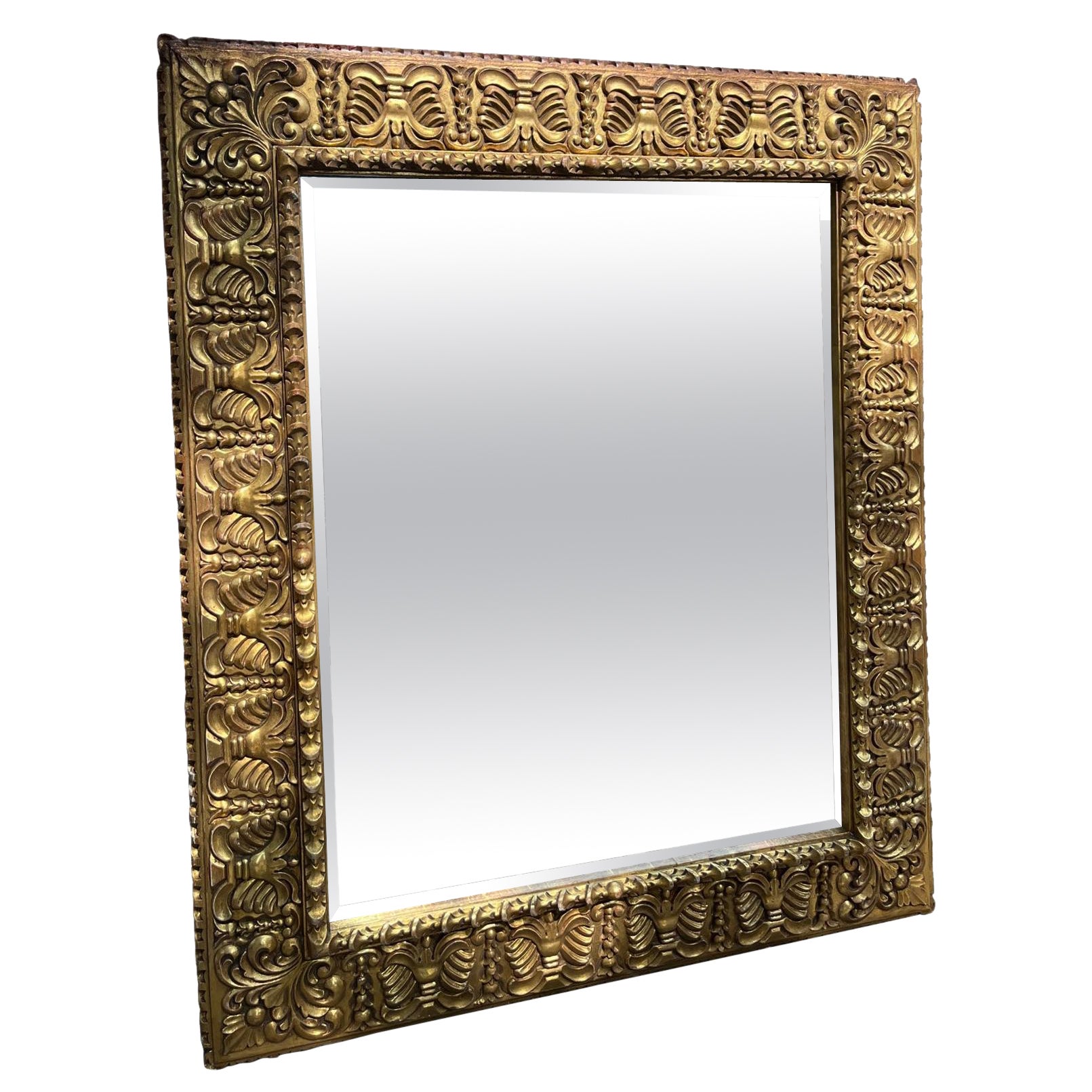 Gilt Italian Mirror with Foliage Motif For Sale