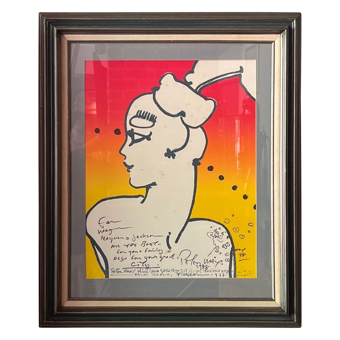 Peter Max Hand Signed Female Profile Lithograph, Circa 1978