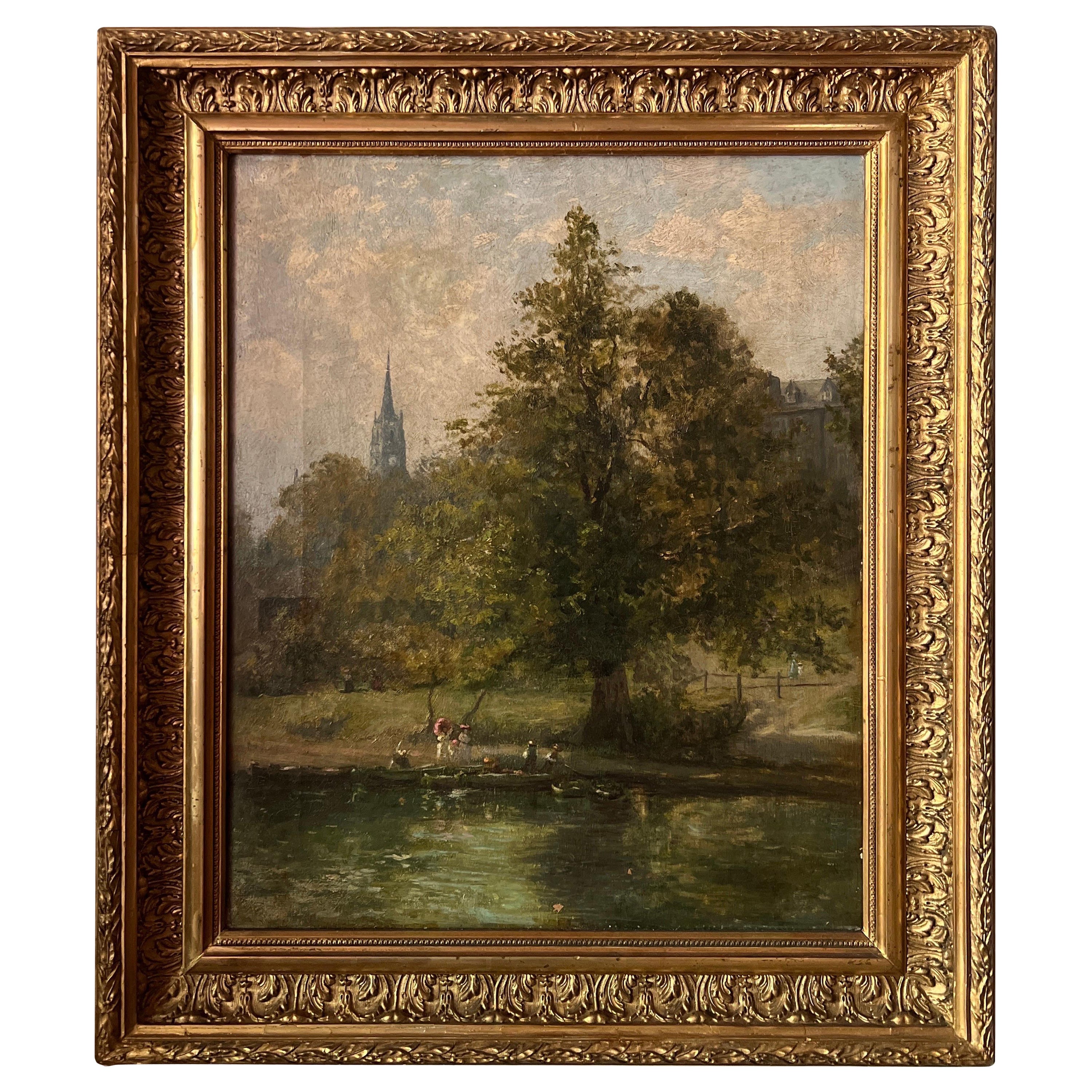 19th Century, English School Landscape O/C "Salisbury Cathedral" For Sale