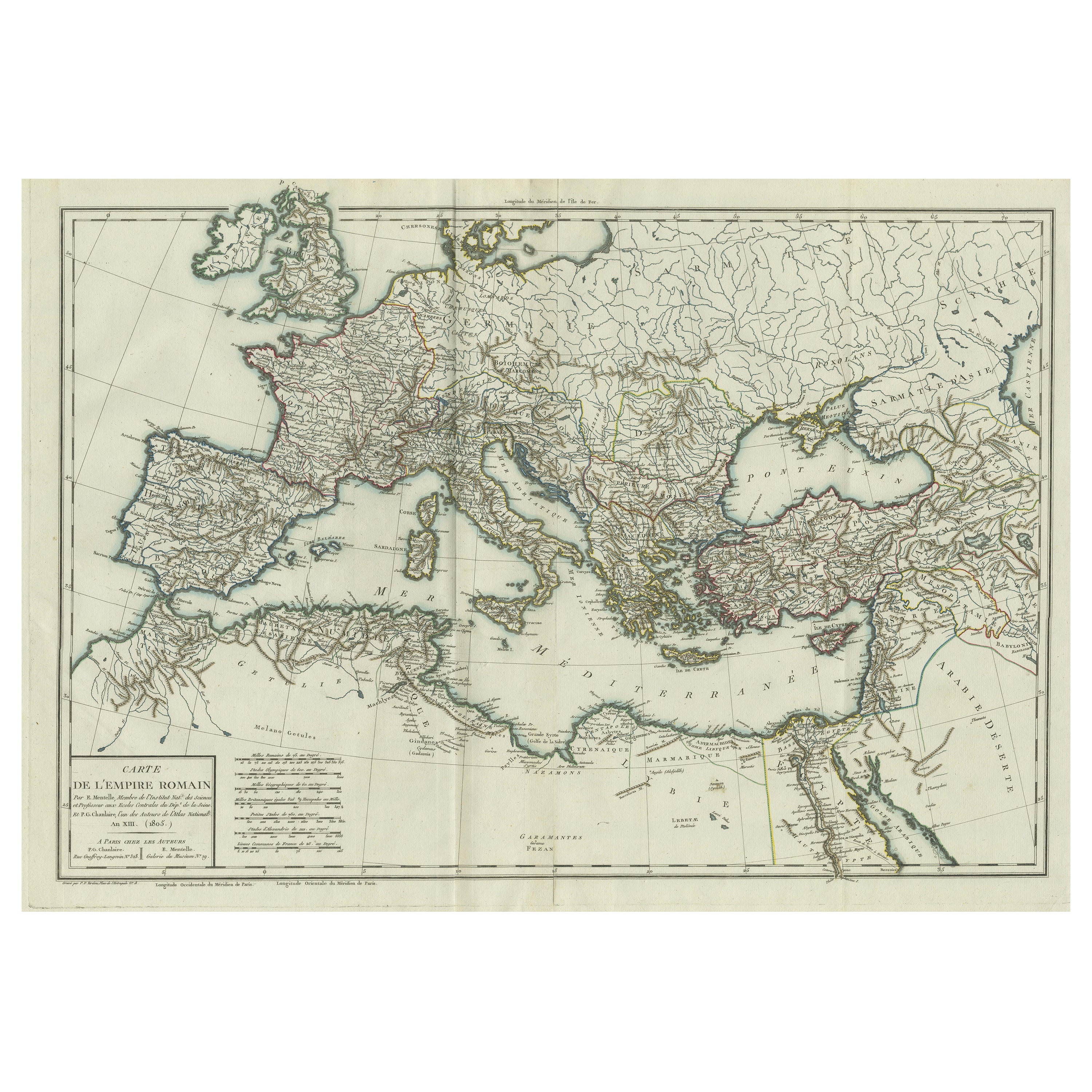 Original Antique Map of the Roman Empire For Sale