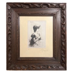 Ignaz Marcel Gaugengigl (German, 1855-1932) Profile of a Women Drypoint etching