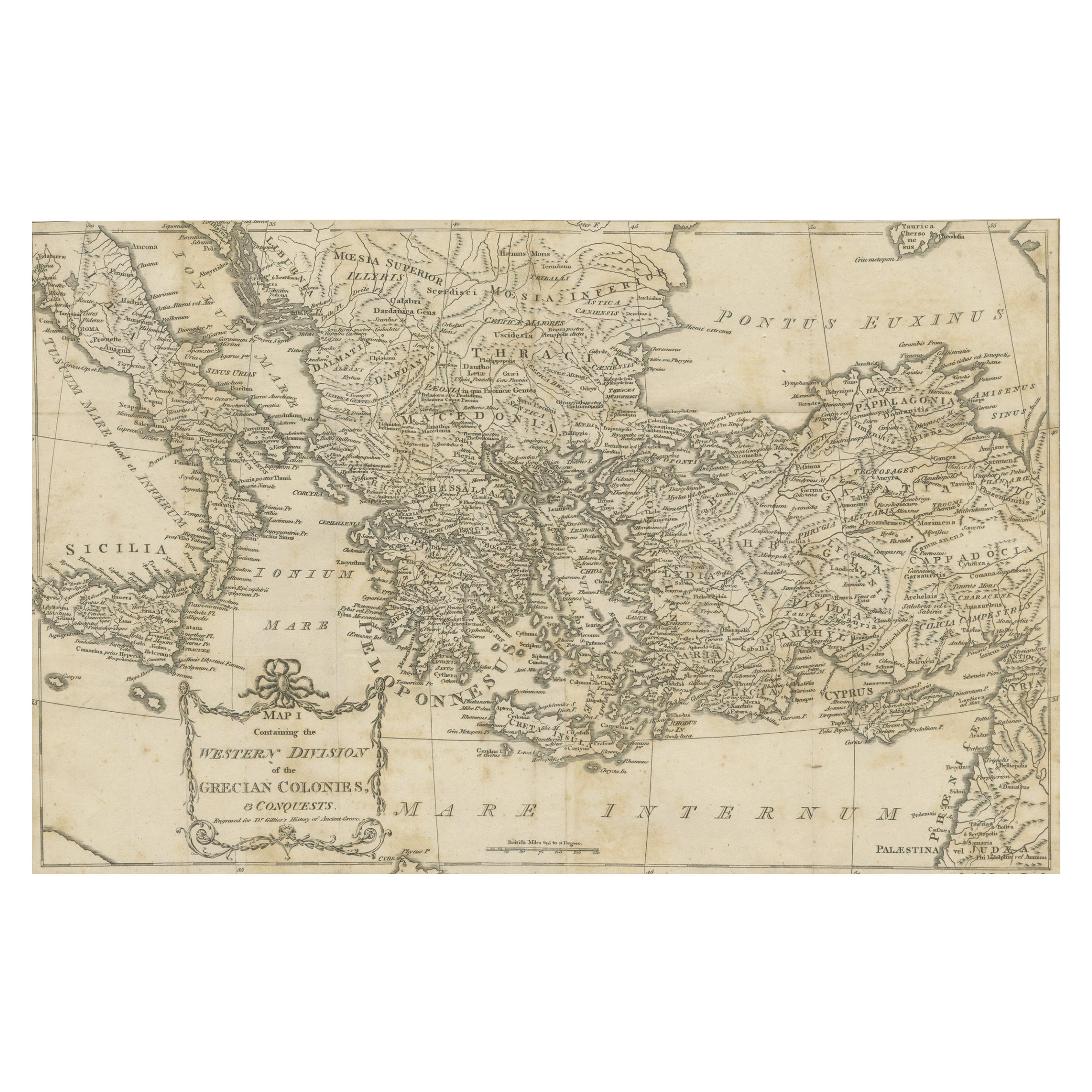 Antique Map of the Ancient Greek Colonization For Sale