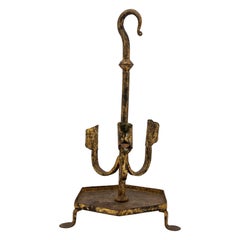 Spanish Gilt Iron Triple Candlestick or Stand, 1950s