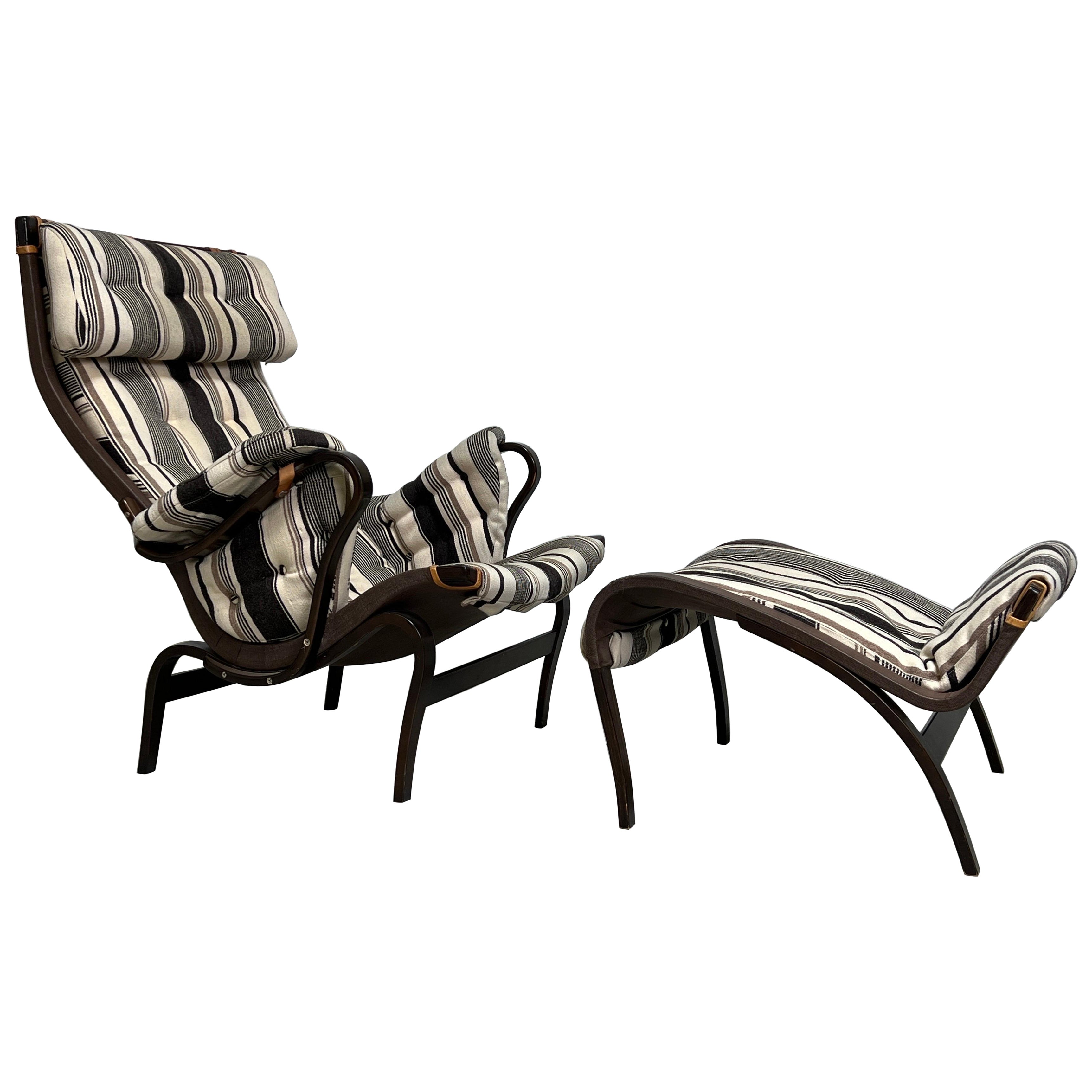 Bruno Mathsson Pernilla Lounge Chair and Ottoman  For Sale
