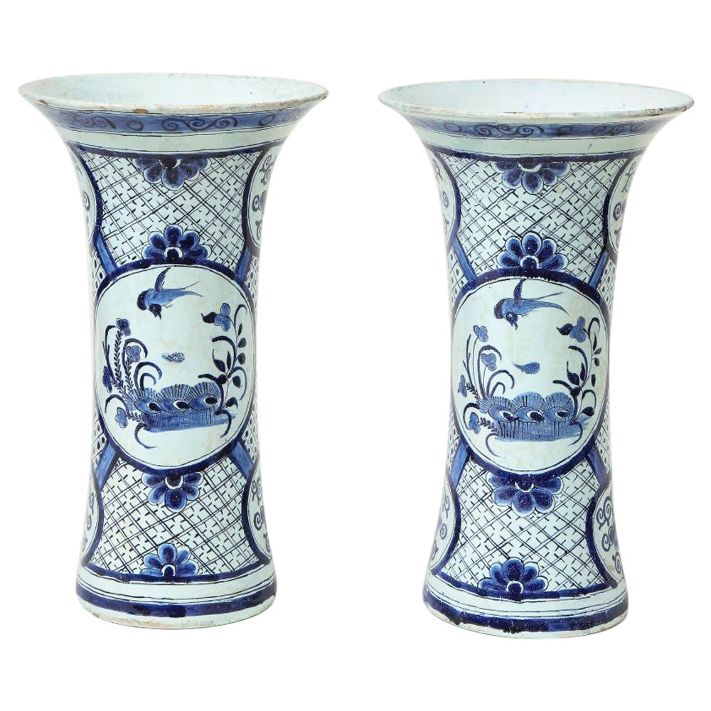 Pair of Delft Beaker Vases by the De Paauw Factory For Sale