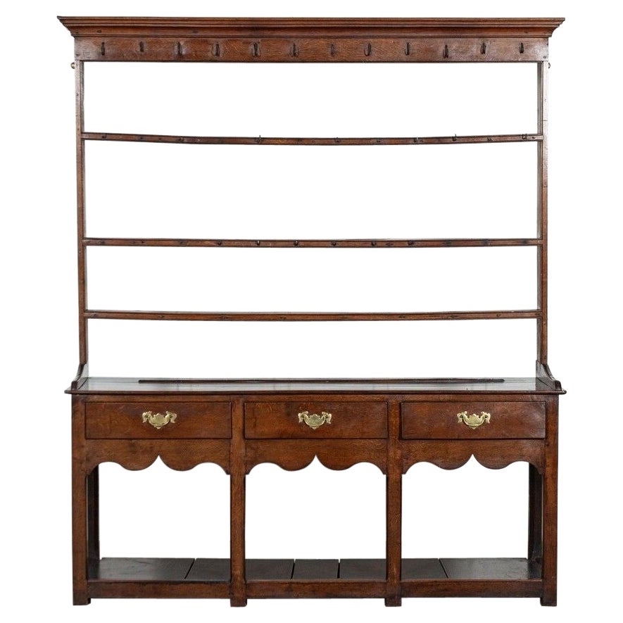 Large English George III Oak Dresser For Sale