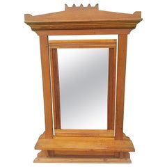 19th Century Victorian Maple Framed Wall Shaving Mirror