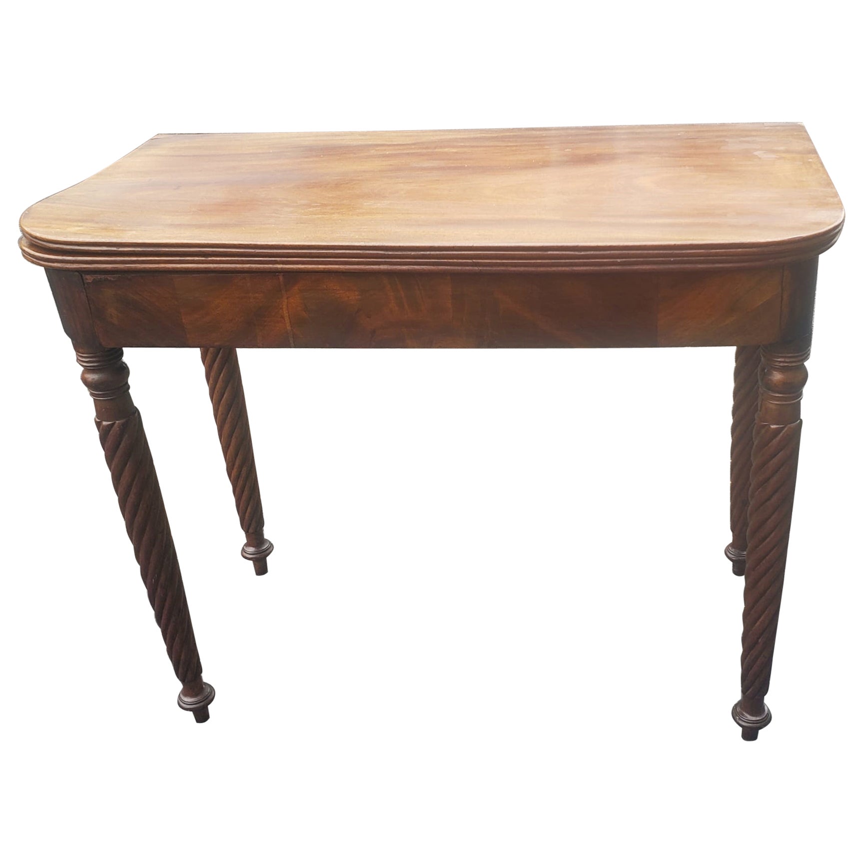 19th Century Empire Style Mahogany Fold-Top Game Table or Console Table For Sale