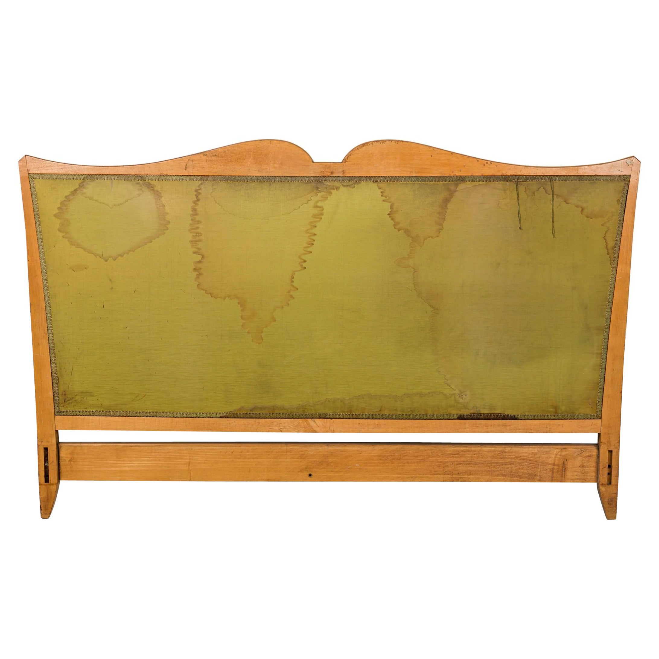 French Art Nouveau Queen Sized Serpentine Shaped maple headboard