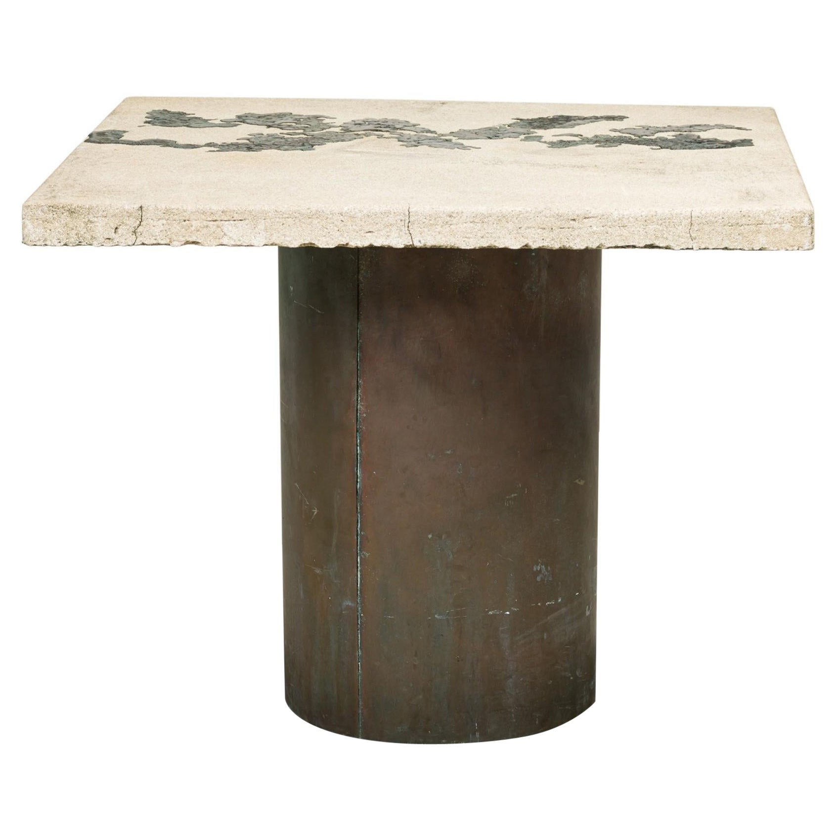 Silas Seandel American Concrete and Bronze "Terra" Breakfast / Card / Game Table For Sale