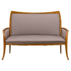 Louis Majorelle Mahagoni & Blau gemustertes Polstersofa