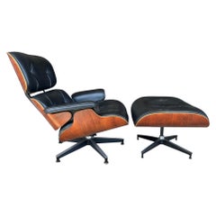 Used Herman Miller Eames Lounge Chair and Ottoman with Refinished Wood