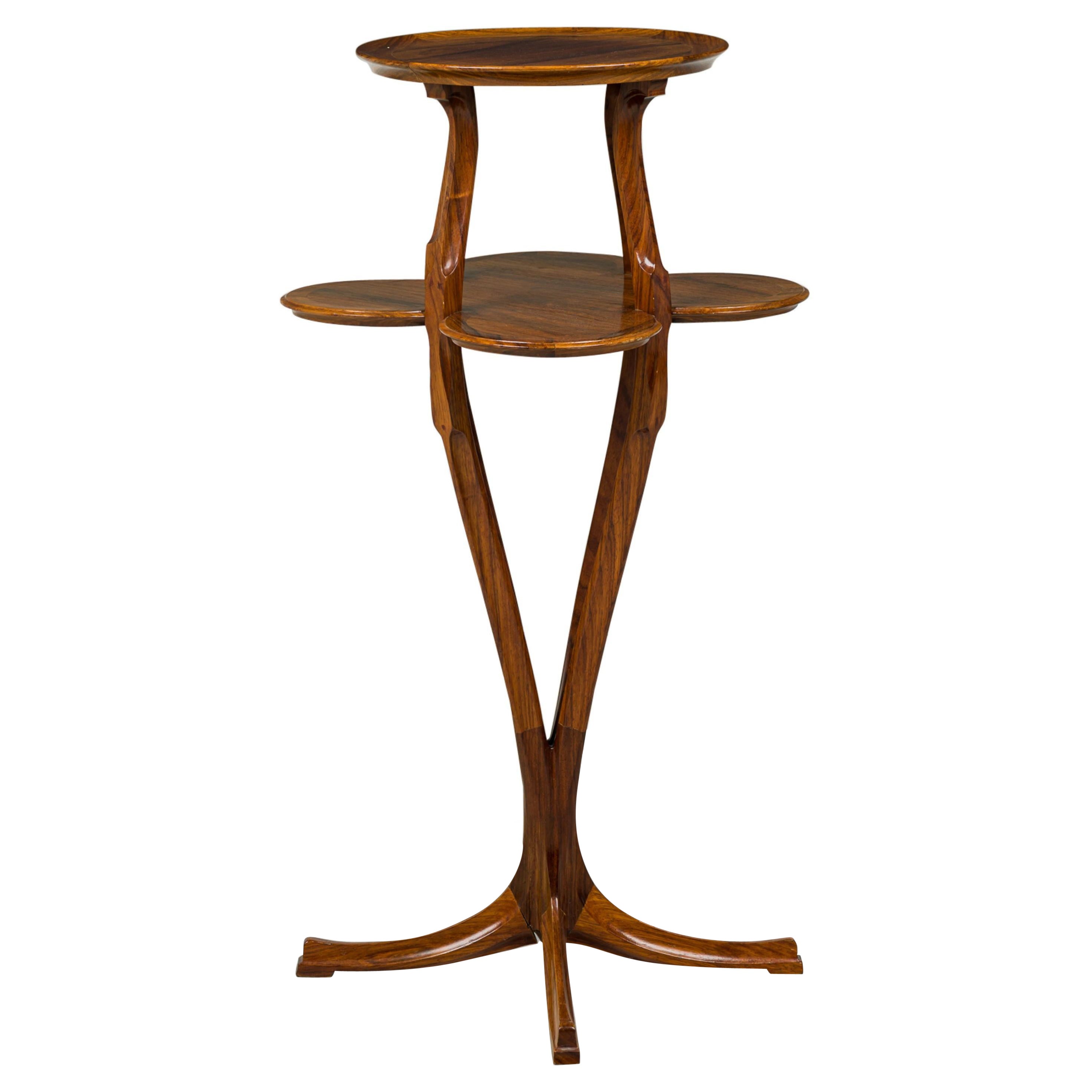Tony Selmersheim French Art Nouveau Two-Tier Clover Pedestal Table For Sale