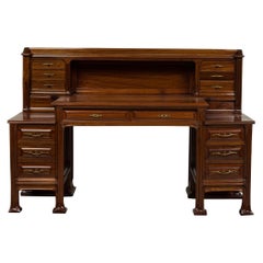 Tony Selmersheim French Art Nouveau Oak and Brass Architect's Desk