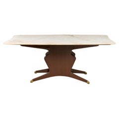 Italian Modern Mahogany, Brass, and White Onyx Dining / Conference Table