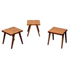 Set of Three Low Stools/Bedside Tables by Centro Studio Flexform in Walnut, 1988