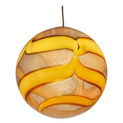 Italian 1970s Murano gold swirl ball pendant