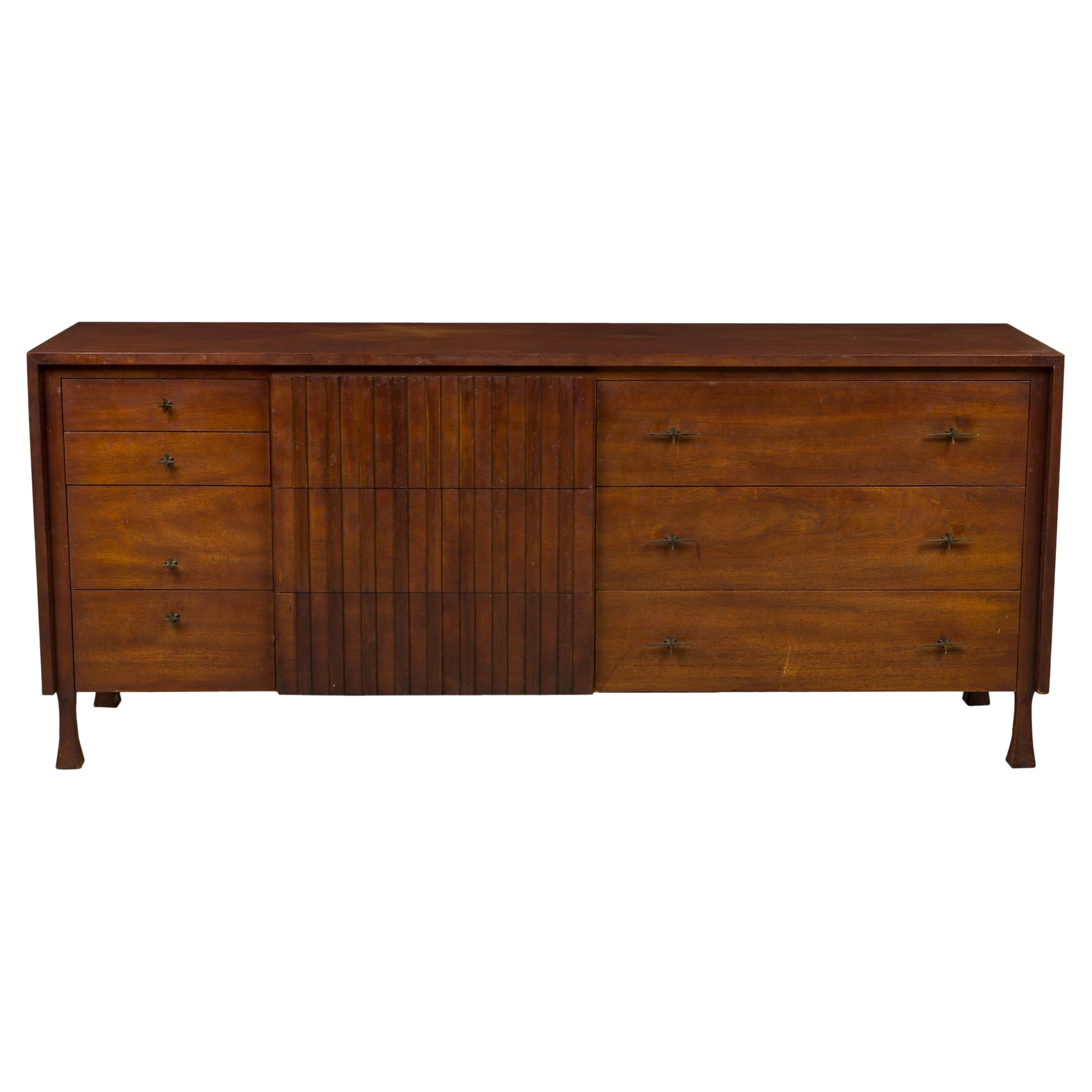 John Widdicomb Mid-Century American Modern Walnut and Bronze Dresser