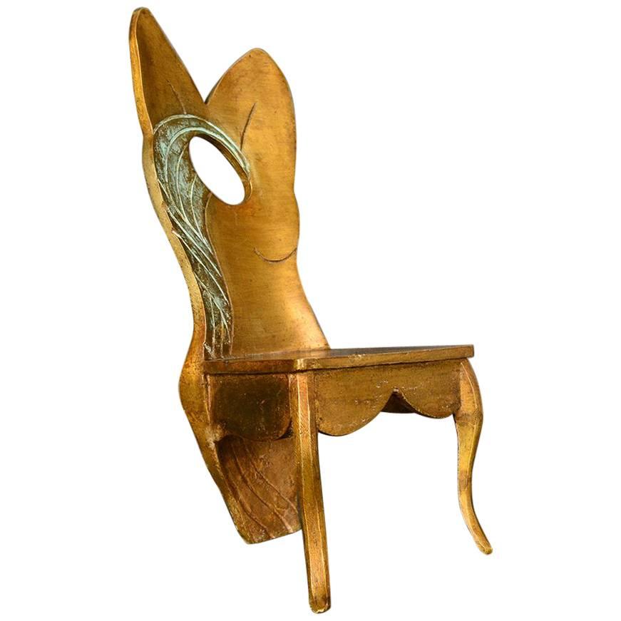 1970s Brass Sculpture Female Chair Modern Surrealism Mexico