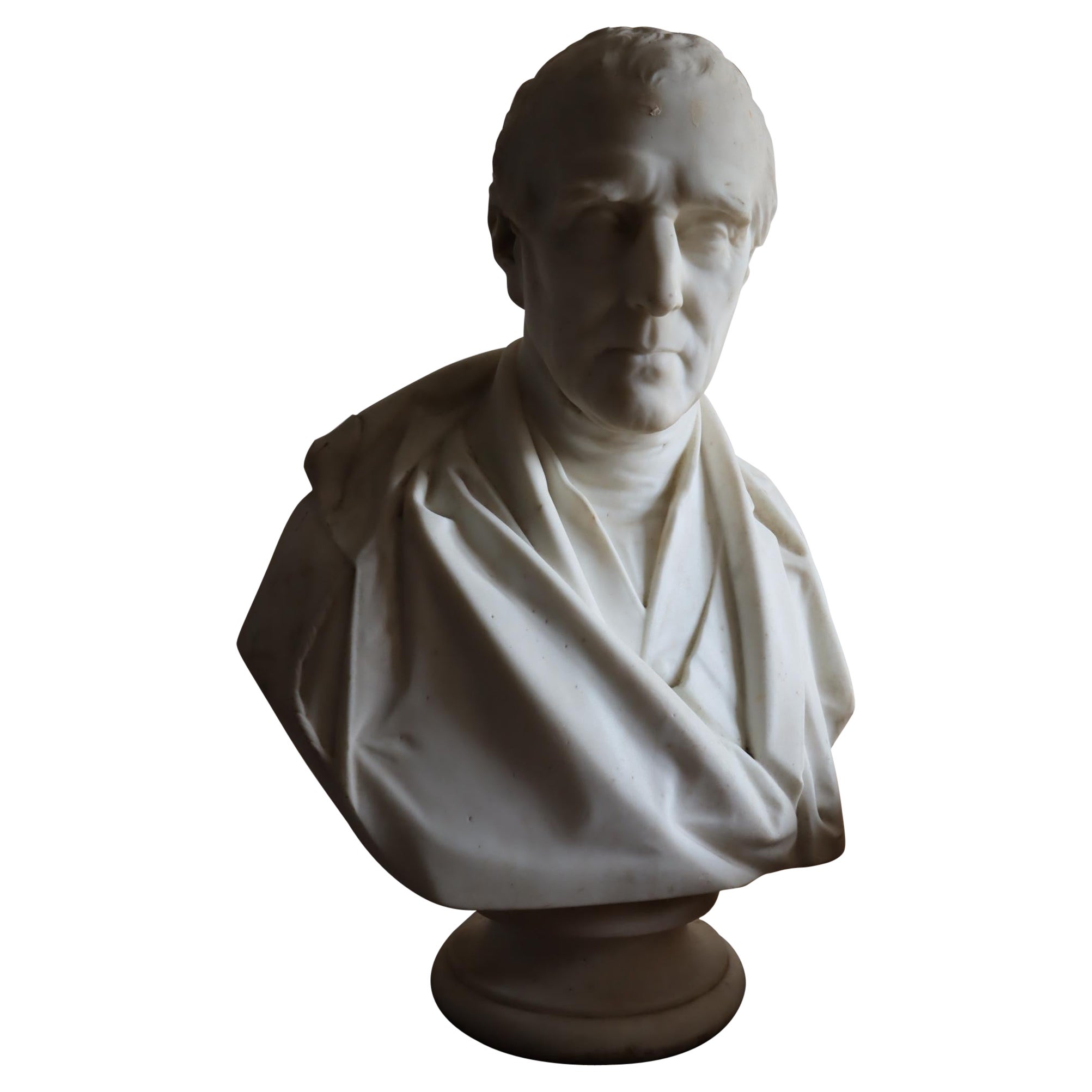 A Carrara Marble Bust of the first Duke of Wellington, Arthur Wellesley For Sale