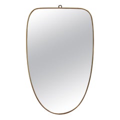 Retro Mid-Century Italian Wall Mirror with Brass Frame (circa 1950s)