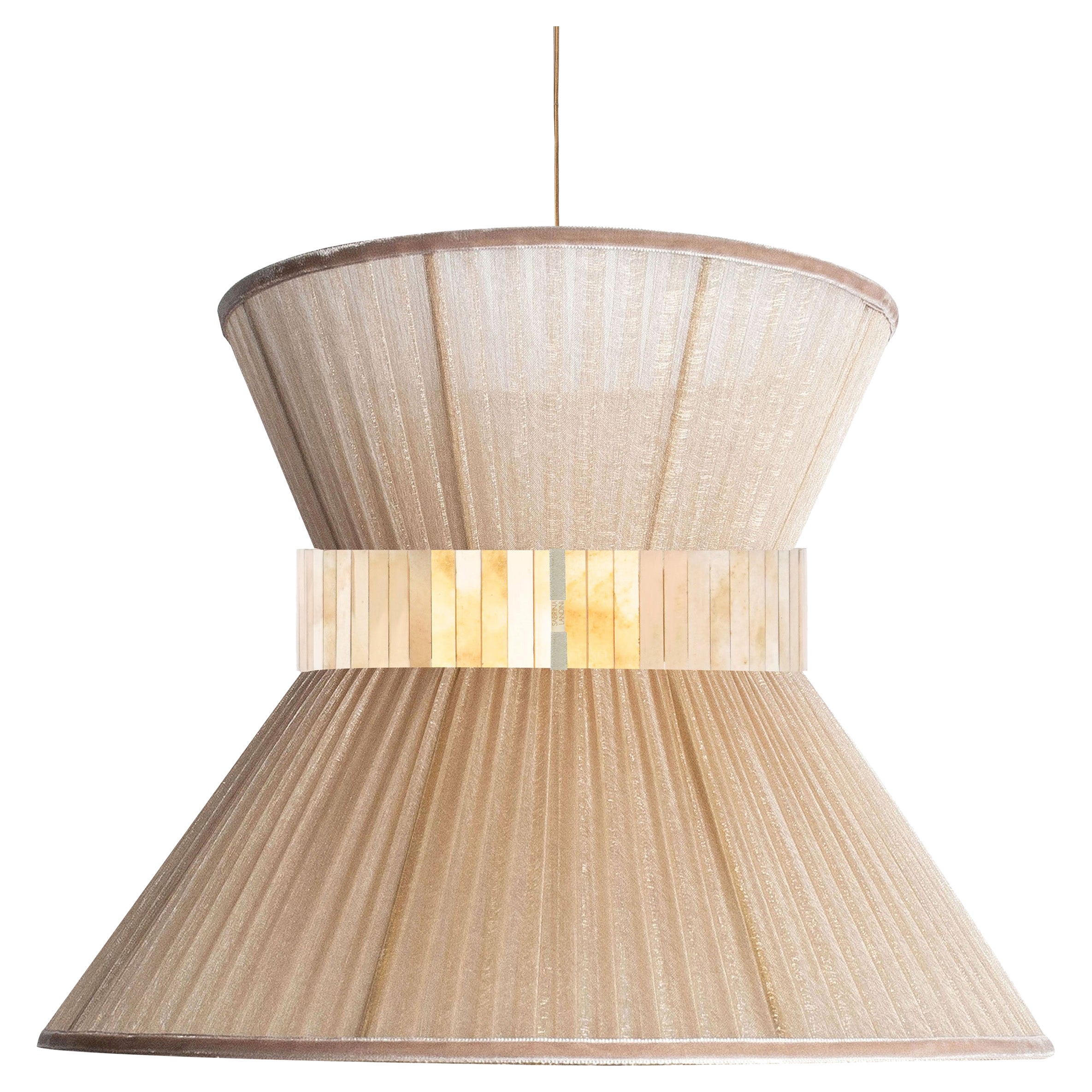 Tiffany Contemporary Hängelampe, 80 Gold Silk Silked Glass Brass