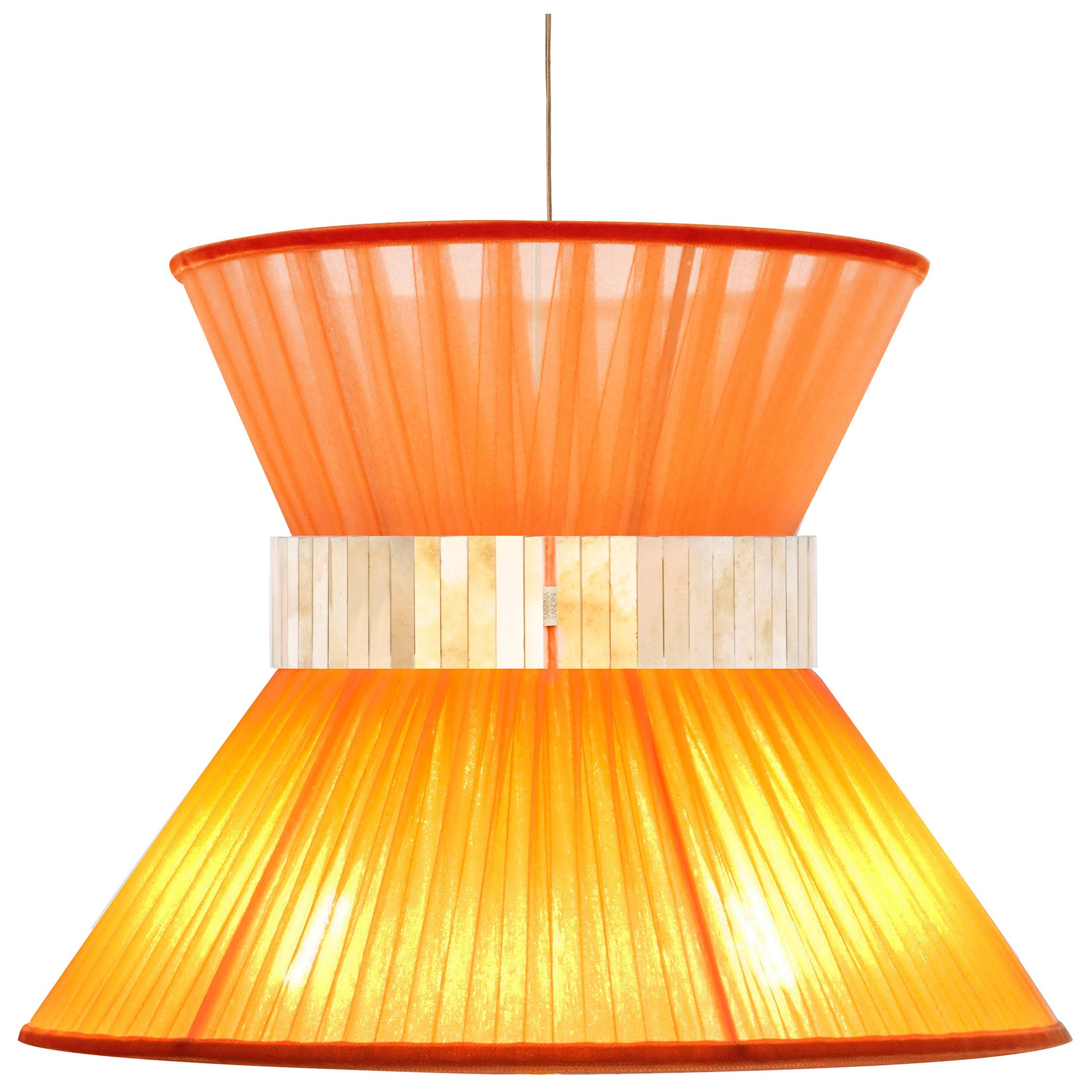 Suspension Tiffany Contemporary, 80 Koral Silk Silvered Glass Brass