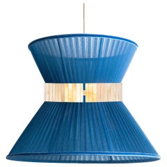 Tiffany Contemporary Hängelampe, 80 Sapphire Silk Silvered Glass Messing