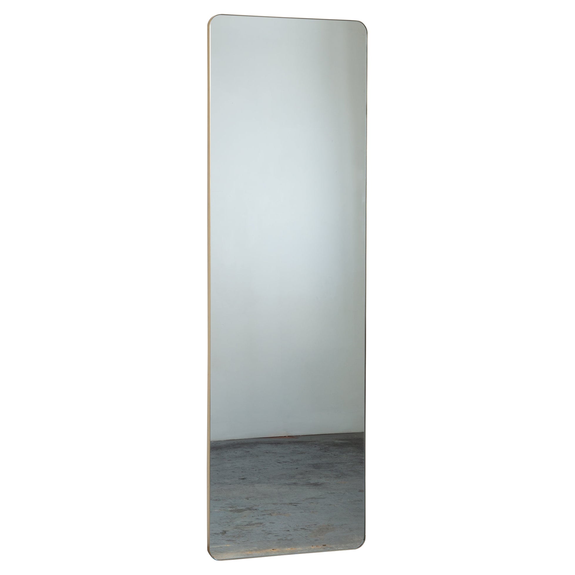 Quadris Wall leaning wall hanging Oversized Rectangular Mirror with Brass Frame For Sale