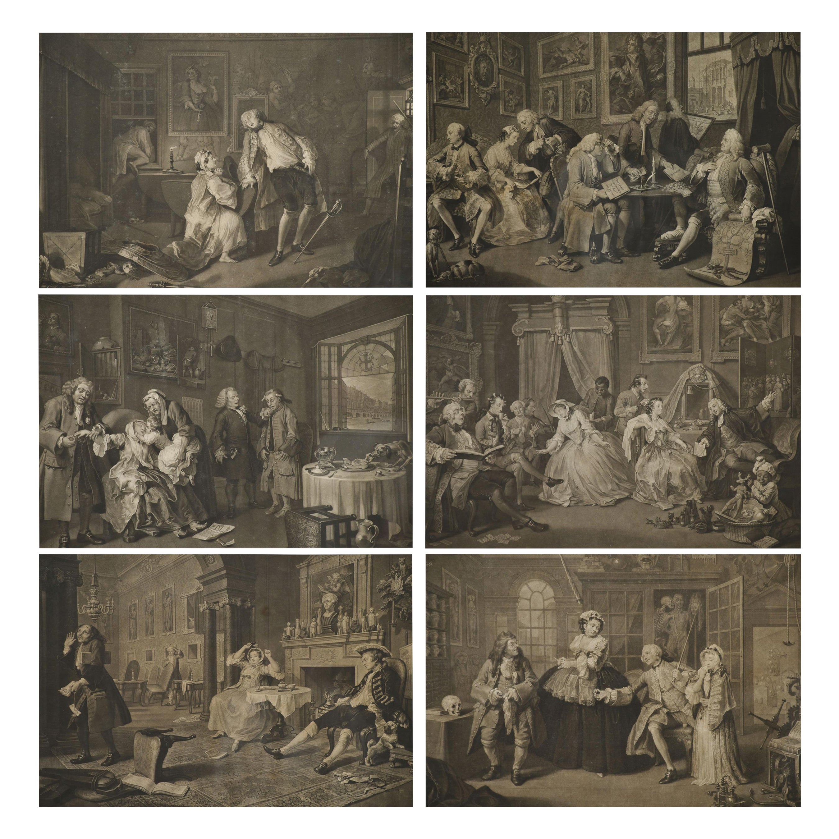 Set of six William Hogarth engravings