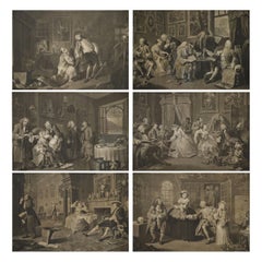 Set of six William Hogarth engravings