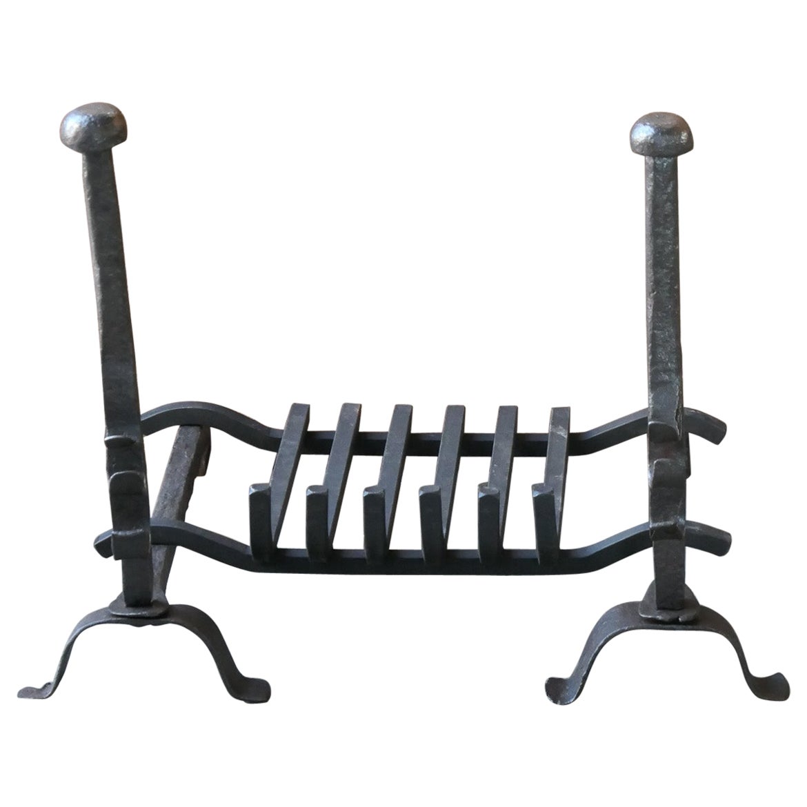 French Louis XIV Period Fireplace Andirons or Fire Grate, 17th18th