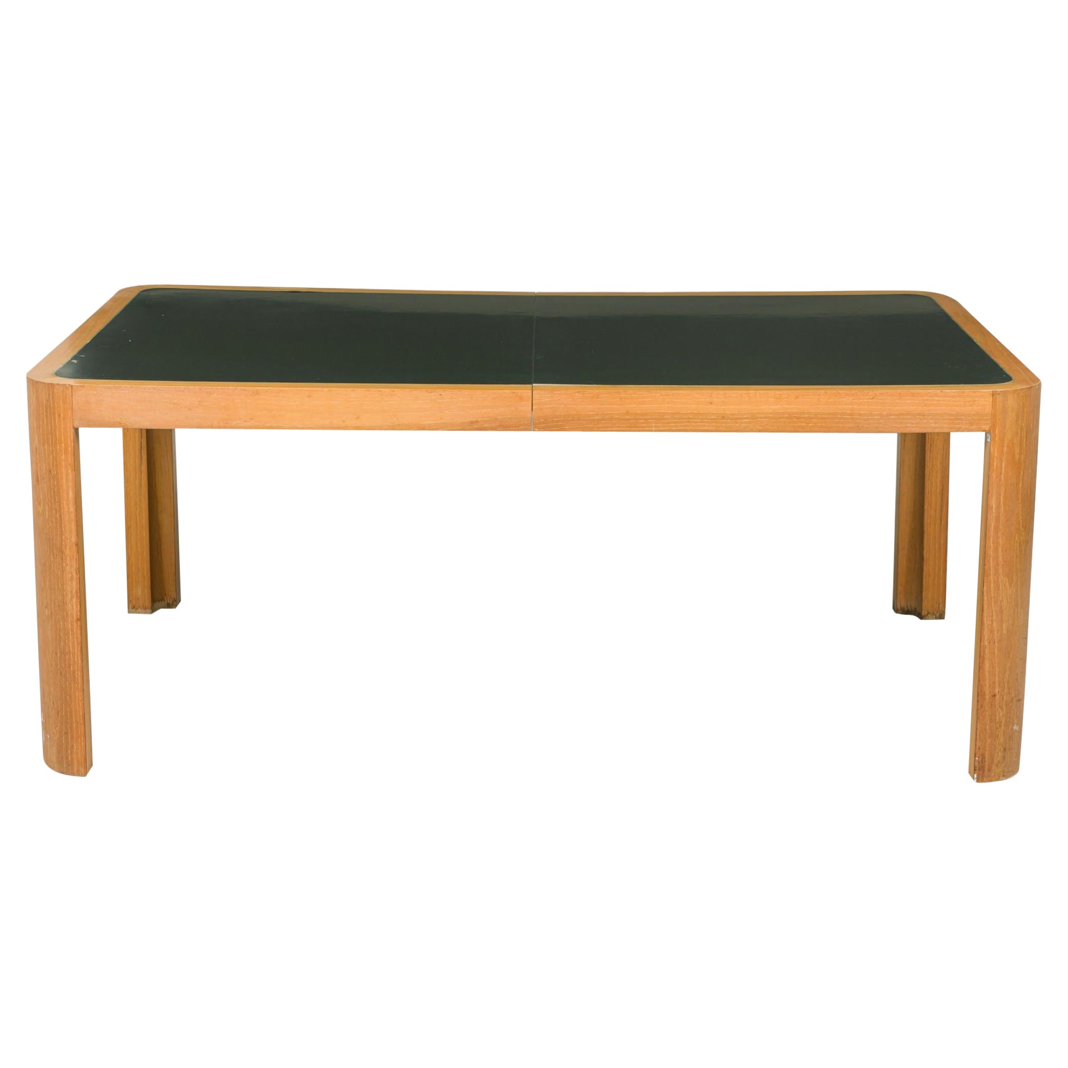 Vladimir Kagan Modern Green Formica and Blond Wood Veneer Extension Dining Table For Sale