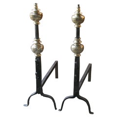 Antique French Louis XIV Period Andirons or Firedogs, 17th Century