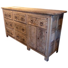 16th Century Spanish Walnut Chest of Drawers with Seven Drawers and Two Doors 