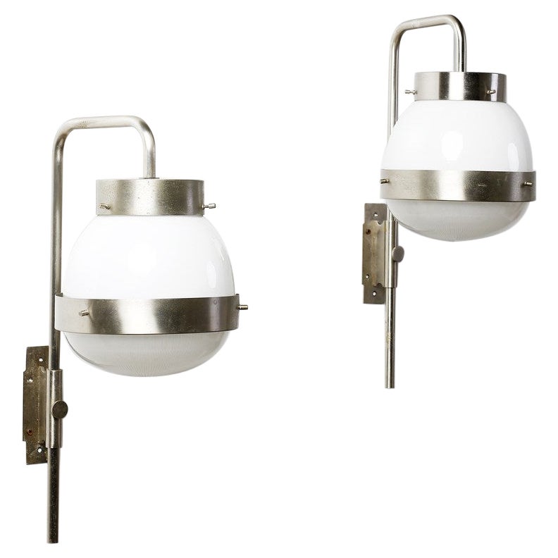 Pair of Delta wall lamps by Sergio Mazza for Artemide, Italy 1960's For Sale