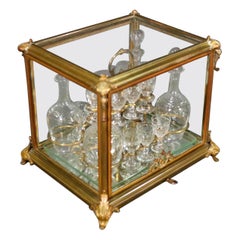 Seltenes Tantatlus-Set aus massiver Bronze und geätztem Glas im Regency-Stil, um 1900 